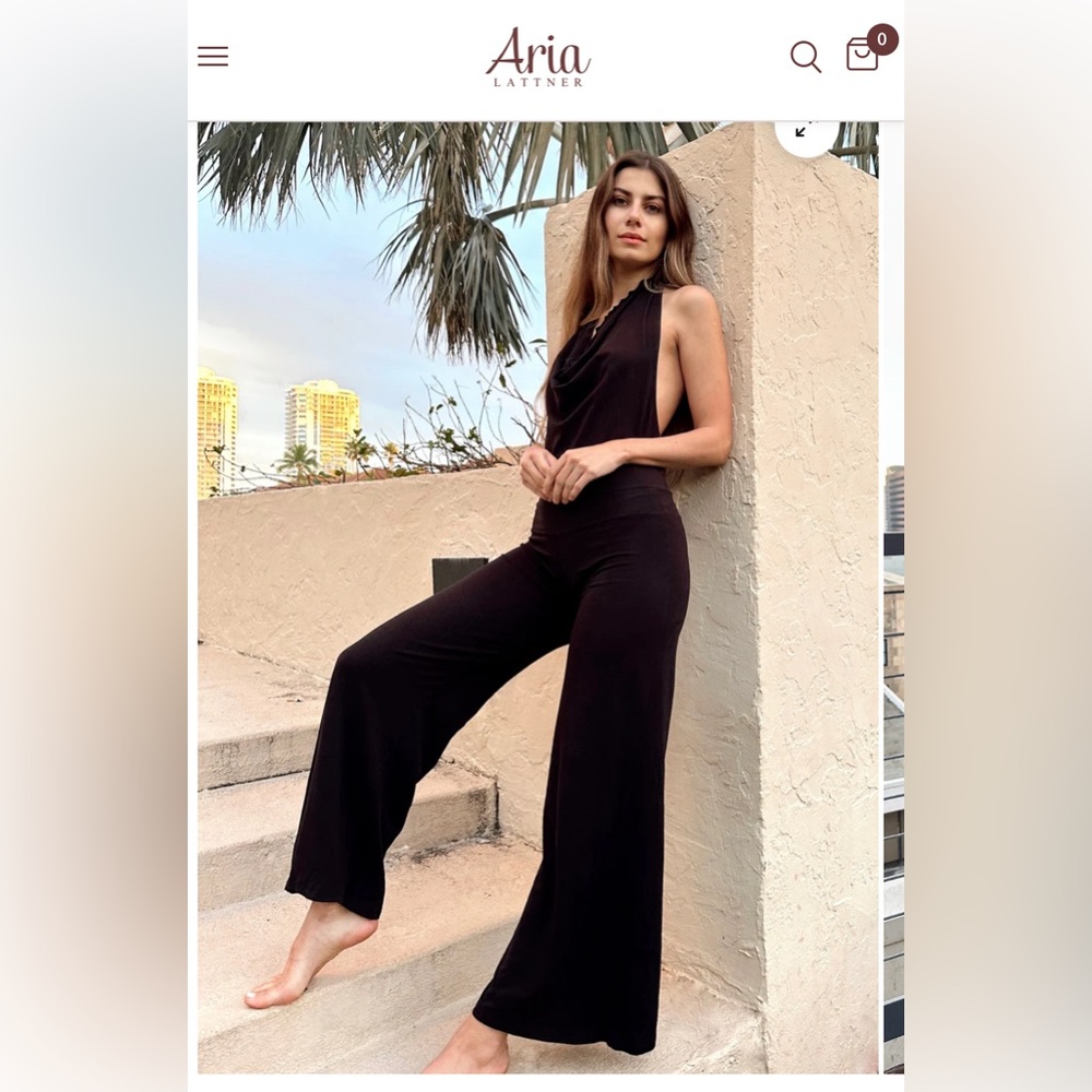 Aria Lattner jumpsuit black flared leg xsmall new with tags in package